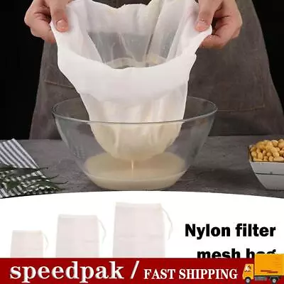 Nut Milk Bag Nylon Mesh Strainer Reusable Food Tea Filter Juice 3 Pulp V3N0 • £1.49