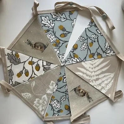 Handmade Oilcloth Bunting - Garden/Home Autumn Hare - 2 Meters Double Sided • £16.50