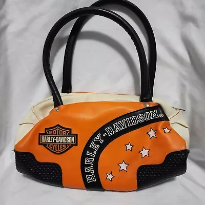 Harley Davidson Motorcycle Small Purse Top Handle Bag Orange Black Genuine  • $24.99