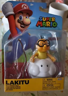 Jakks Pacific Super Mario LAKITU With Fishing Pole 4” Inch Action Figure NEW • $24.85