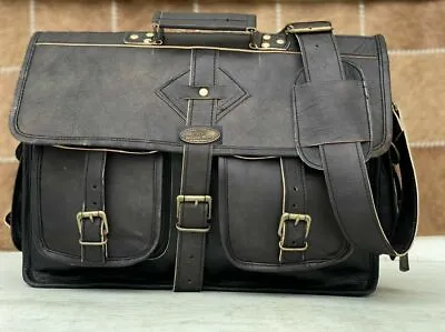 Vintage Laptop Messenger Briefcase Bag Satchel (Cross-Body) Bag Men's Leather  • $55.61