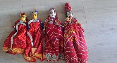 Vintage Indian Doll Puppets From The Rajasthani Kathputli Tradition - 2 Pairs • £15