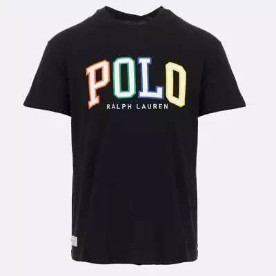 Genuine Polo Ralph Lauren Multicolored Applique Logo T-shirt / Tee In Black • $47.50