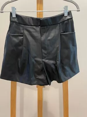 Zara Quilted Faux Leather High Rise Black Shorts Size Small NWT • $25