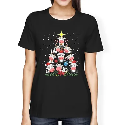 1Tee Womens Loose Fit Cow Tree - Christmas Tree Made Of Cute Cows T-Shirt • £7.99