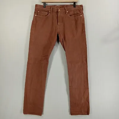 J Crew Jeans 484 Mens 33x32 Brown Slim Fit Chocolate Milk Made In USA Vintage • $24.57