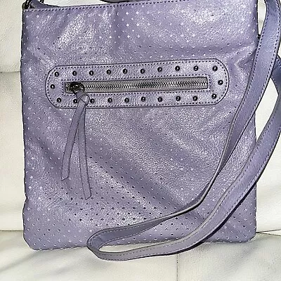 LP Linea Pelle Perforated Crossbody Purple Studded Bag • $9.99