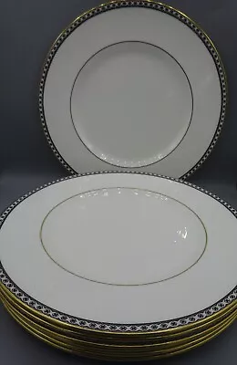 6 Vintage Wedgwood Black Ulander Dinner Plates - 10-3/4 Dia. + Bonus Plate • $45
