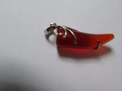 Carnelian Sterling Silver Horn Of Plenty Pendant • £35