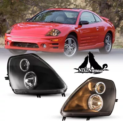 Black Clear Projector Halo Headlight For 2000-2005 Mitsubishi Eclipse Left+Right • $149.99