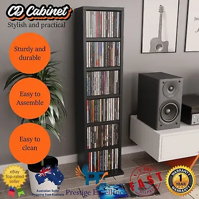 CD Cabinet Rack Tower 6 Tier Holder Stand Home Office Storage Organiser Black AU • $69.47