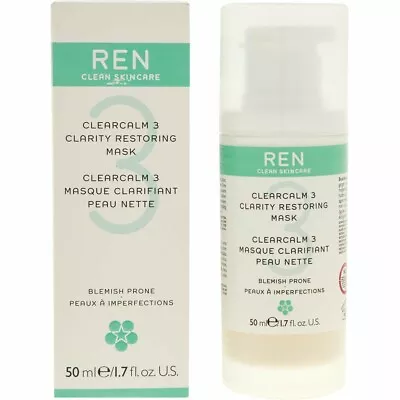 £11.99 • Buy REN Skincare Clearcalm 3 Clarity Restoring Mask 50ml Pump Bottle NEW UK Seller