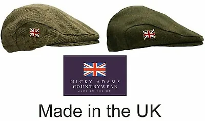 Mens Tweed Flat Cap Waterproof Teflon Coated Wool Shooting Hat Hunting Fishing • £19.95