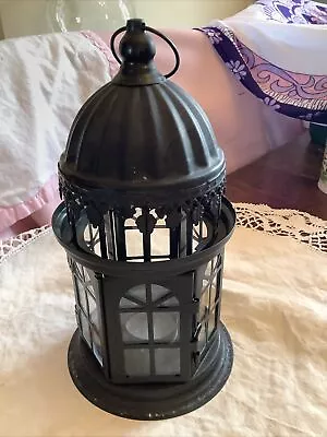 Black Lantern Candle Holder Metal Tealight Hanging Gift Ornament Decoration • £1.99