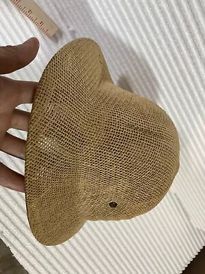 VTG Brookstone Woven Molded Straw Safari Colonial Pith Helmet Hat #91785 USA • $19.14