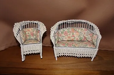 $149.99 • Buy Signed Dollhouse Miniature Artisan PEGGY TAYLOR Wicker Sofa & Rocking Chair 1:24