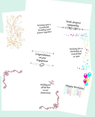 Card Inserts - Birthday/Anniversary/Wedding/Engagement/Sympathy - Pack 1 • £5.50