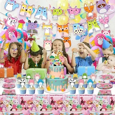 Squishmallows Party Decoration Tableware Set Plates Cups Napkins Stickers Banner • £13.51