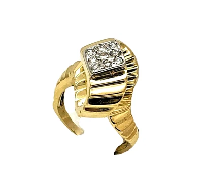 $1995 • Buy Rare Authentic Vintage Jose Hess 18k Yellow Gold Diamond Cocktail Ring