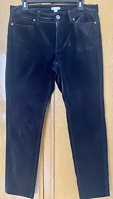 J. Jill Women's Size 8 Black Velvet Straight Leg Pants Stretch Velour WPT134291 • $13.99