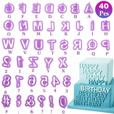 Alphabet Number Letter Fondant Cake Decorating Mold Icing Cutter Mould Set 40pcs • £4.25