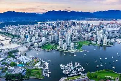 VANCOUVER BRITISH COLUMBIA SKYLINE GLOSSY POSTER PICTURE PHOTO BANNER Can 3484 • $44.99