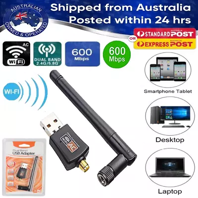 802.11ac AC600 USB WiFi Wireless Adapter Dongle WPS 5GHz Dual Band 5dBi Antenna • $12.95