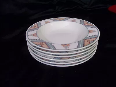 6  Mikasa SANTA FE Intaglio 9 1/4  Rimmed Soup / Cereal / Salad Bowls Southwest • $22