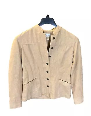 Chico’s Women's (0) Faux Suede Jacket Blazer Beige 3/4 Button-Up. Retail: $123 • $42