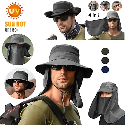 Wide Brim Sun Hat UV Protection Bucket Cap For Hiking Camping Fishing Safari Men • $11.99