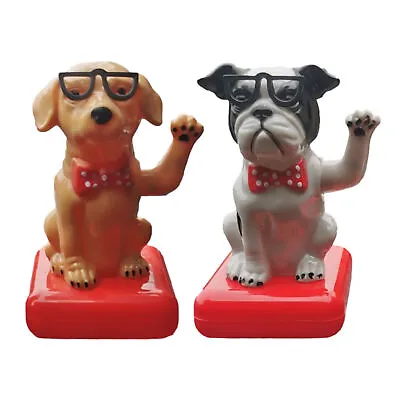 Solar Powered Dancing Dog Figure Car Dashboard Toy Waving Hand Dog Toy Decor • £7.79