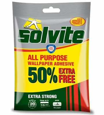 Solvite All-Purpose Extra Strong Wallpaper Paste Adhesive -Hangs Up To 7.5 Rolls • £4.50