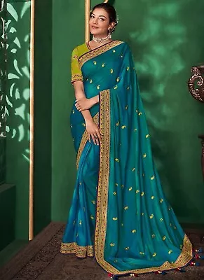 $69.99 • Buy Party Saree Georgette Indian Sari Banarasi  Wear Bollywood Wedding Blouse Ethnic