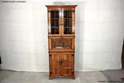 Rupert Nigel Griffiths Monastic Carved Oak Corner Drinks Wine Cabinet Cupboard • £1295