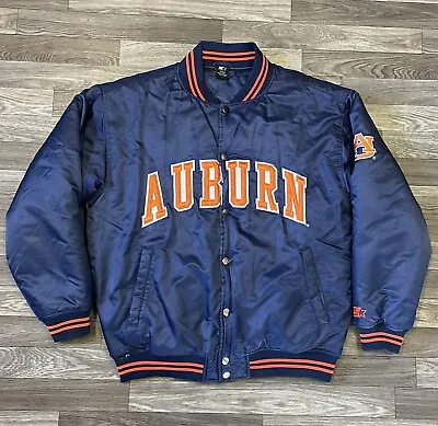 Vintage Auburn University Tigers Starter Satin Bomber Jacket Men’s Large 90s • $130