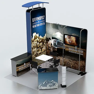 $1899 • Buy 10ft Portable Trade Show Display Booth Set Pop Up Stand With TV Bracket Podium