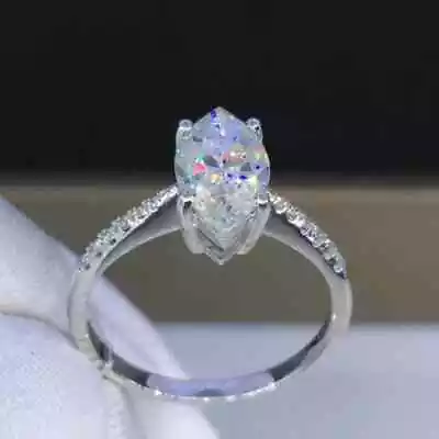 2 Ct Marquise Cut Moissanite Women Halo Engagement Ring Real 925 Sterling Silver • $100.29