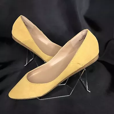 Crown Vintage Size 7 Dalton Pointed Toe Flats Mustard Yellow Leather Suede • $26.99