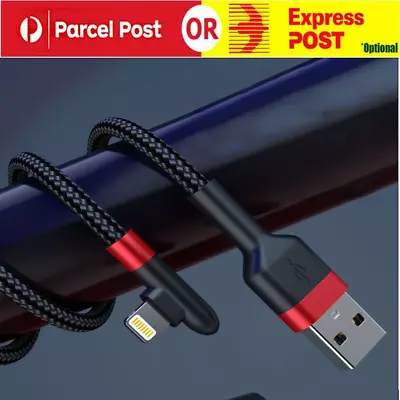 Braided 90 Degree Angle USB Charger Phone Cable Data Cord For IPhone 13 12 11 X • $5.99