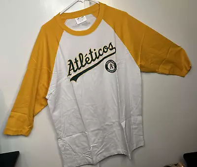 Oakland ATHLETICS A’s SGA Atleticos Chevy Raglan White/Yellow T Shirt (NEW) XL • $15