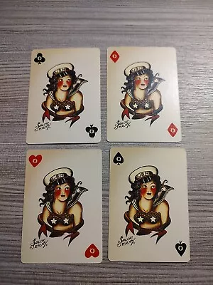 (4) Sailor Jerry Playing Cards All Queens Spiced Rum Clubs Hearts Diamond Spade  • $4.55