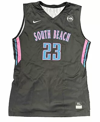 Miami South Beach Pro Leage #23 AAU EYBL Basketball Nike Pink Black Jersey XL • $100