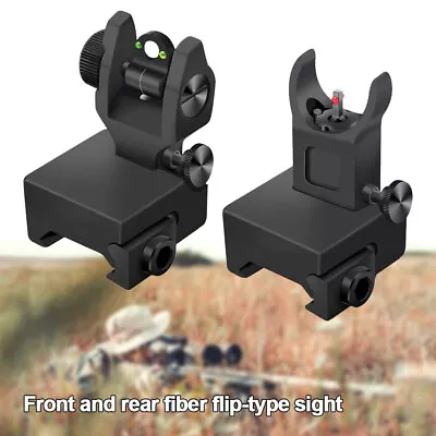 Flip Up Front Rear Sight Fiber Optics Iron Sights For 20mm Picatinny Weaver Rail • $16.99