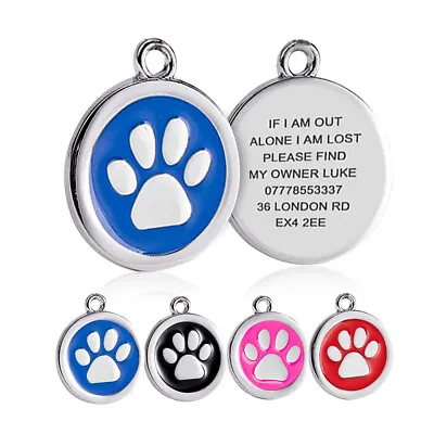 £3.49 • Buy Dog Tag Personalised Colourful Name ID Tag Engraved Cat Dog Puppy Pets Collar