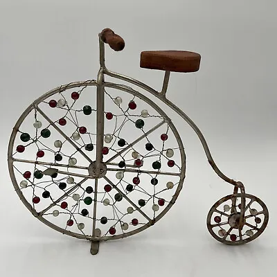 Decorative Bicycle 12x11x3 Metal Bead Wood Free Standing Primitive Sculpture VTG • $9.50