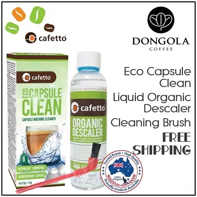 LAVAZZA | ECO CAPSULE CLEAN Coffee Machine Cleaner + ORGANIC DESCALER + BRUSH • $12.95