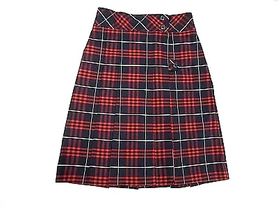 Girls R/K Navy & Red Kilt Wrap-A-Round Uniform Skirt Sizes 8 - 16 • $14