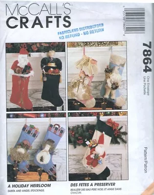 Christmas Stockings Sewing Pattern McCall's Crafts 7864 Angel And Santa • $5.99
