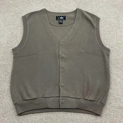 Cyrk Sweater Vest Men Medium Brown Button Up Cardigan Logo Basic Golf Active • $18
