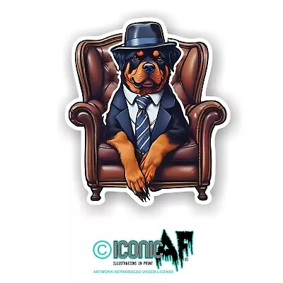 Funny Gangster MOB Boss Rottweiler Dog Hat & Tie Vinyl Car Sticker Decal 10cm • £2.59